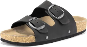 FITORY Womens Flat Sandals with Suede Insole, Open Toe Adjustable Slides for Summer Size 6-11