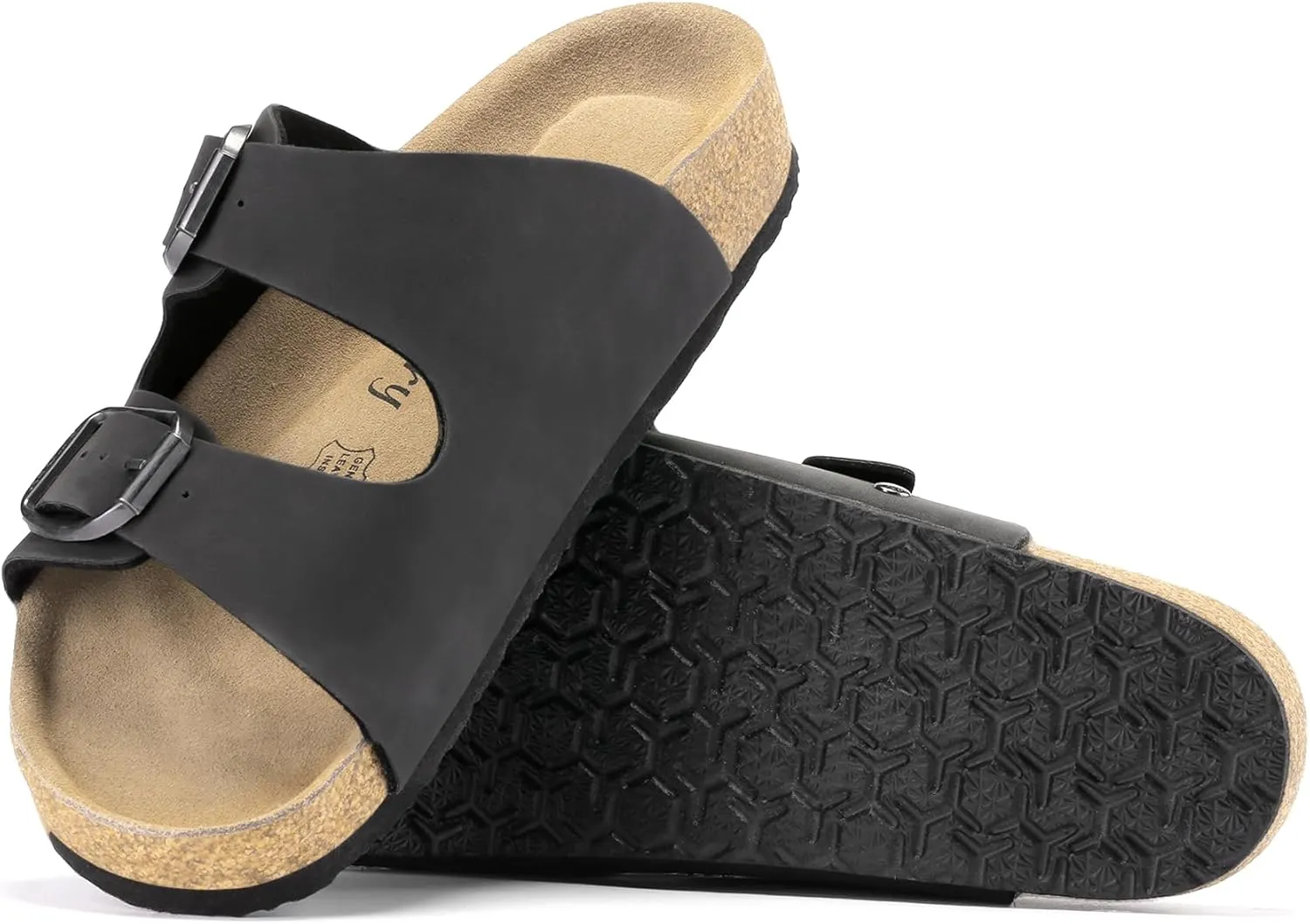 FITORY Womens Flat Sandals with Suede Insole, Open Toe Adjustable Slides for Summer Size 6-11