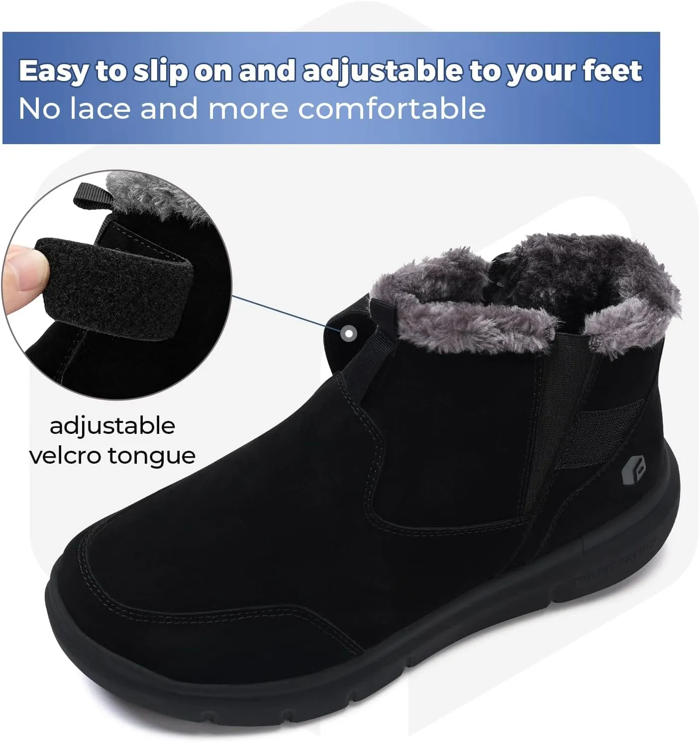 FitVille Mens Winter Boots Wide Width Outdoor Lightweight Snow Boots for Men Waterproof Insulated Thick Fur Mens Extra Wide Snow Boots V1