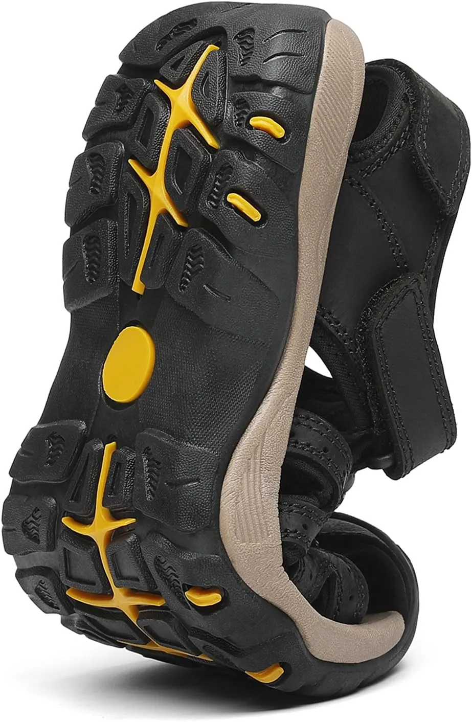 FLARUT Men's Sport Sandals Outdoor Hiking Sandals Closed Toe Leather Athletic Lightweight Trail Walking Casual Sandals Water Shoes