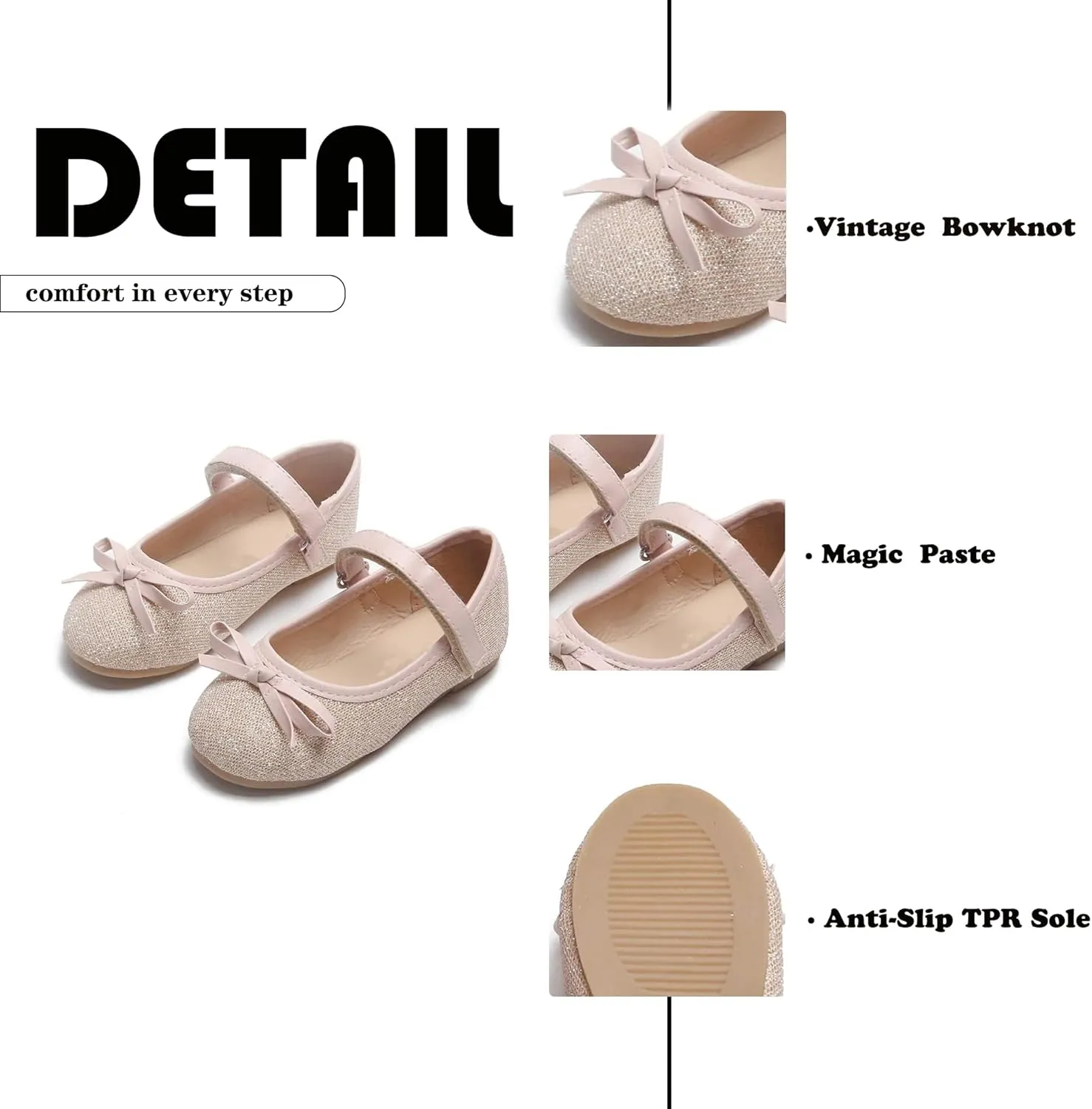 Flaryzone Toddler/Little Girls' Ballerina Flat Mary Jane Princess Dress Shoes - Wedding School Party