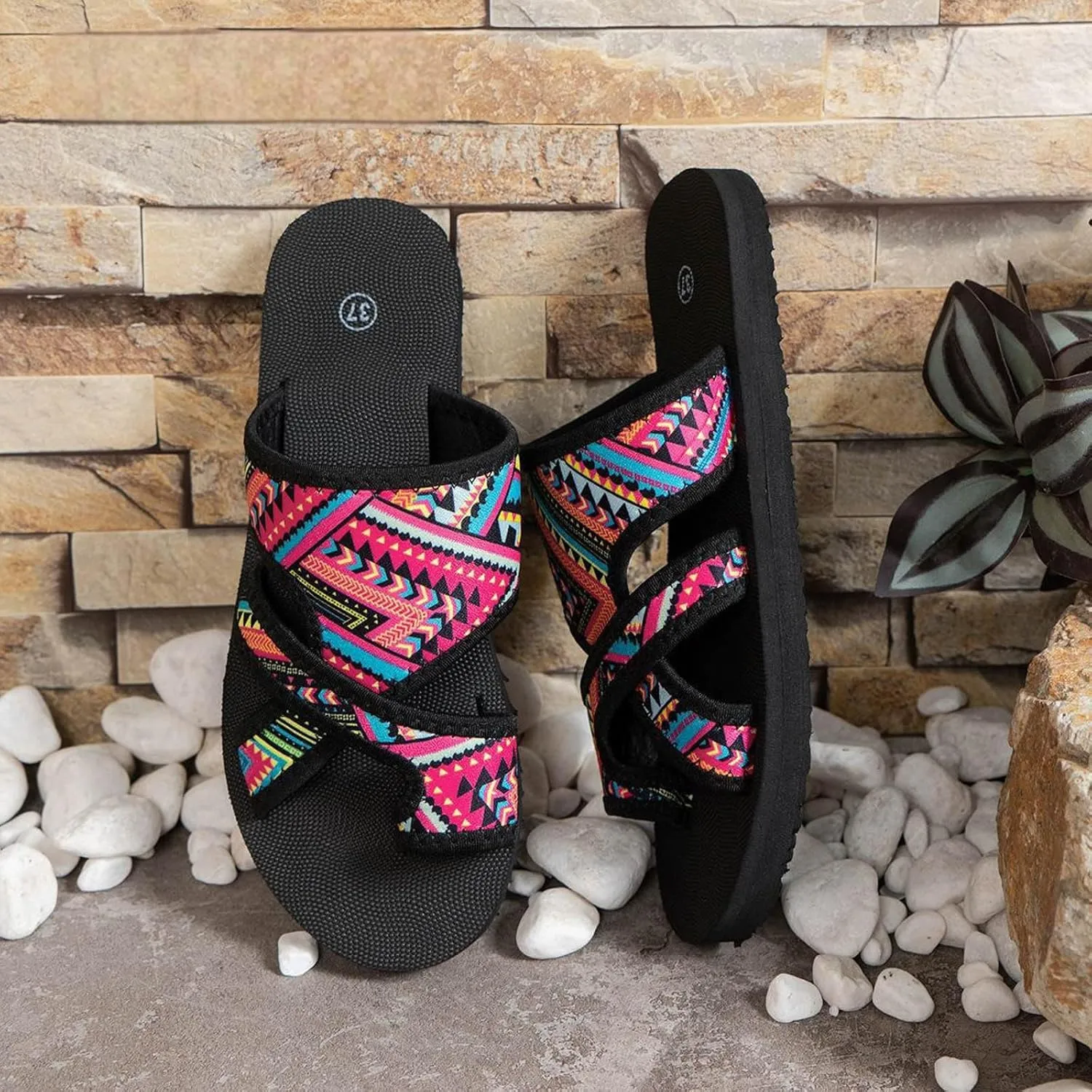 Flat Sandals for Women 2025 Open Toe Slip On Split Toe Soft Memory Foam Platform Floral Slippers Low Heel Sandal Summer Comfortable Cushion Footbed Casual Slides for Walking Vacation Outdoor Indoor