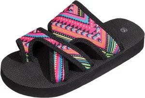 Flat Sandals for Women 2025 Open Toe Slip On Split Toe Soft Memory Foam Platform Floral Slippers Low Heel Sandal Summer Comfortable Cushion Footbed Casual Slides for Walking Vacation Outdoor Indoor