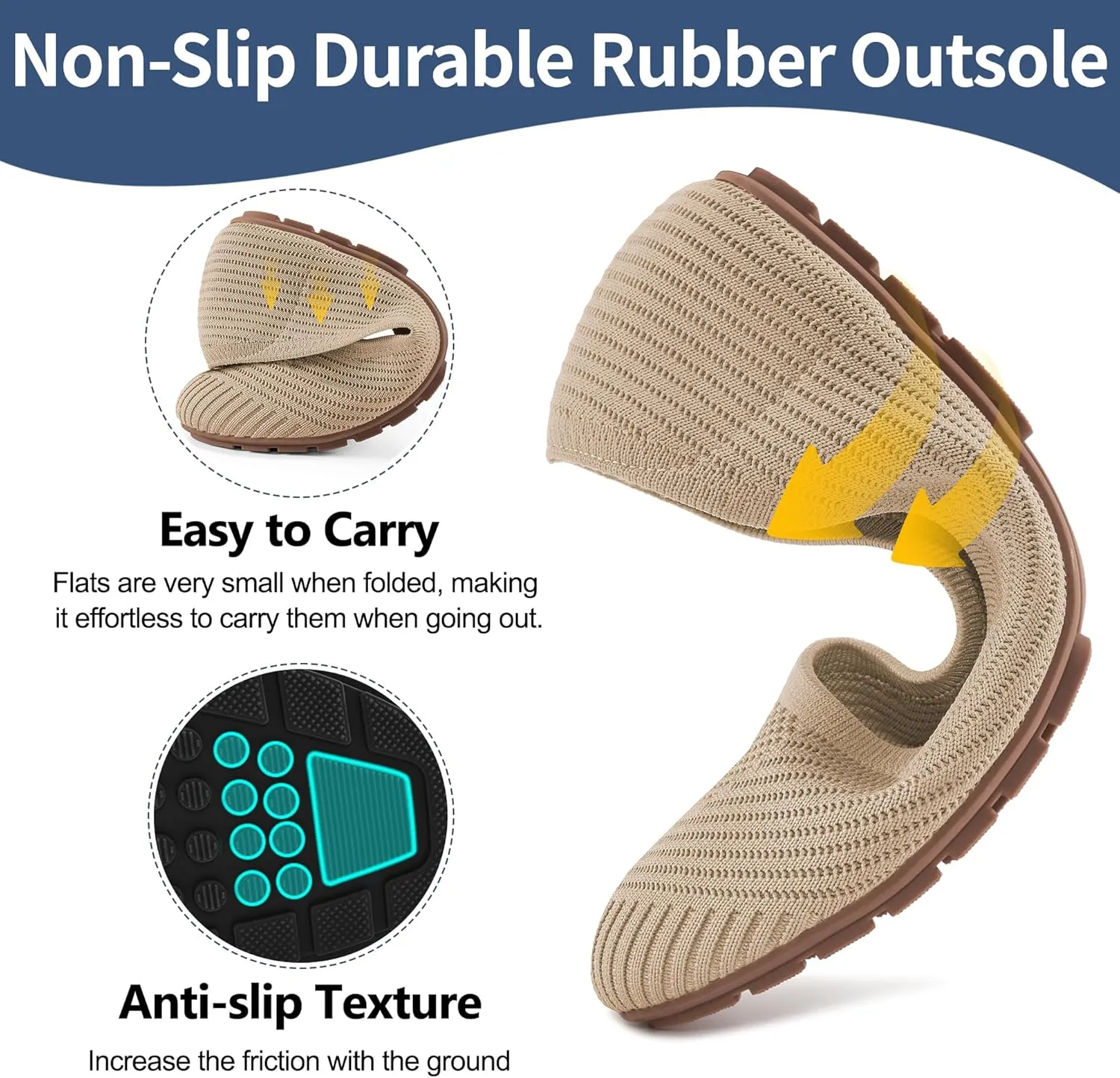 Flats for Women Ballets Shoes: Comfortable Knitted Dressy Work Flats - Ladies Wedding Flat Casual Shoes