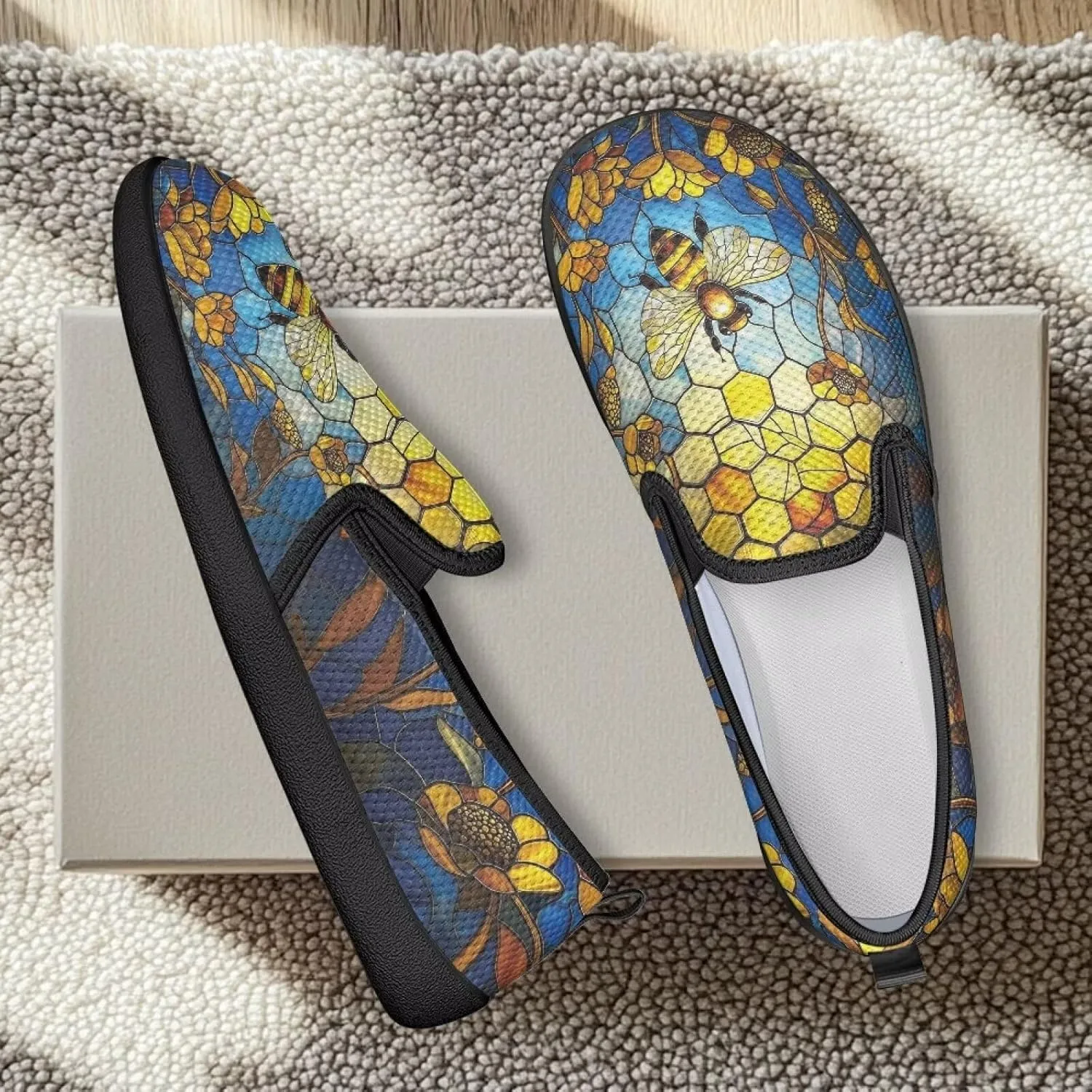 Floral Women's Slip On Flats Comfort Casual Loafers Soft Fashion Walking Shoes Ladies Travel Dress Shoes SizeUS 6-11
