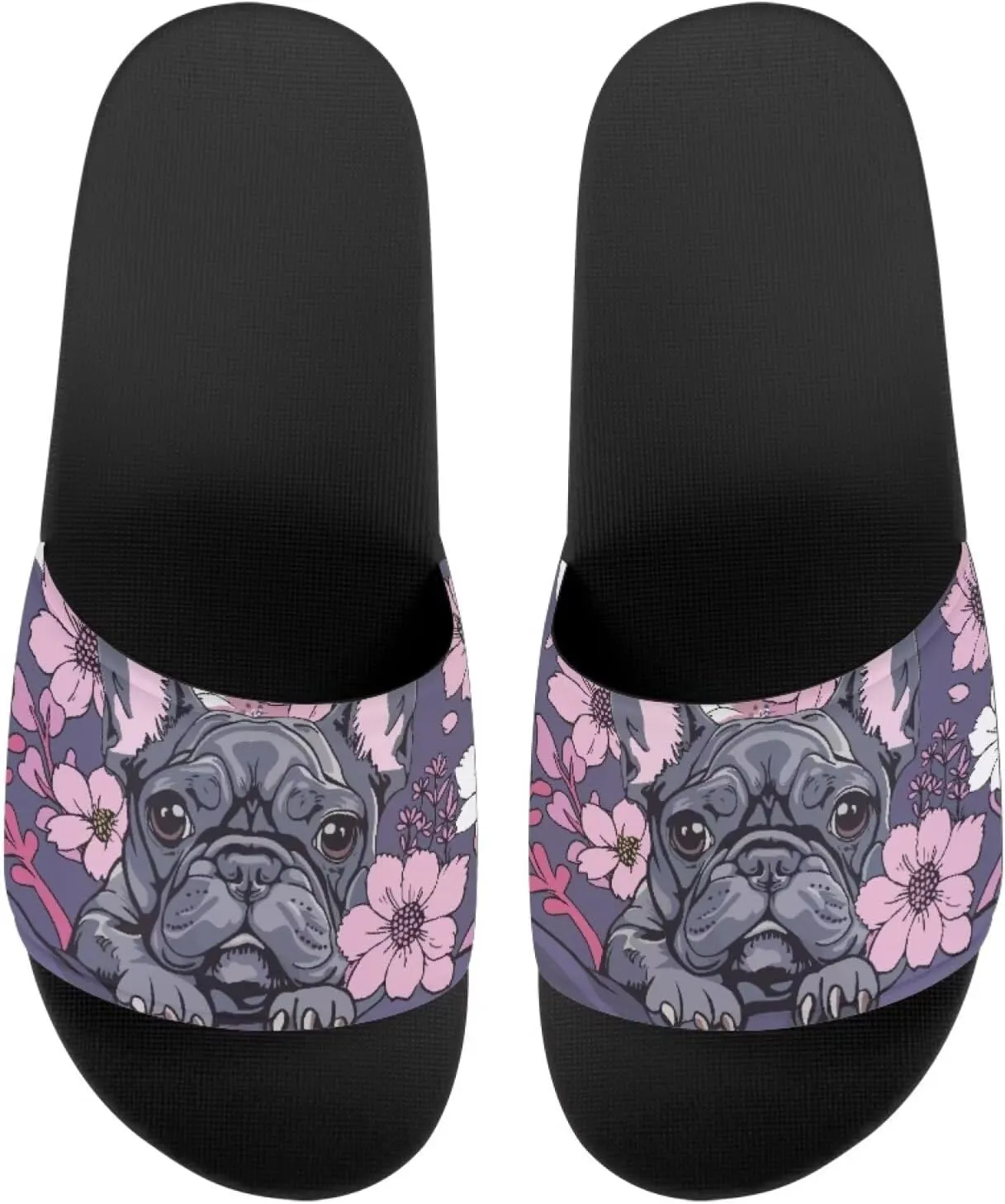 Flower Print Sandals for Women Slide Sandals Casual Lightweight Non Slip Summer Slippers