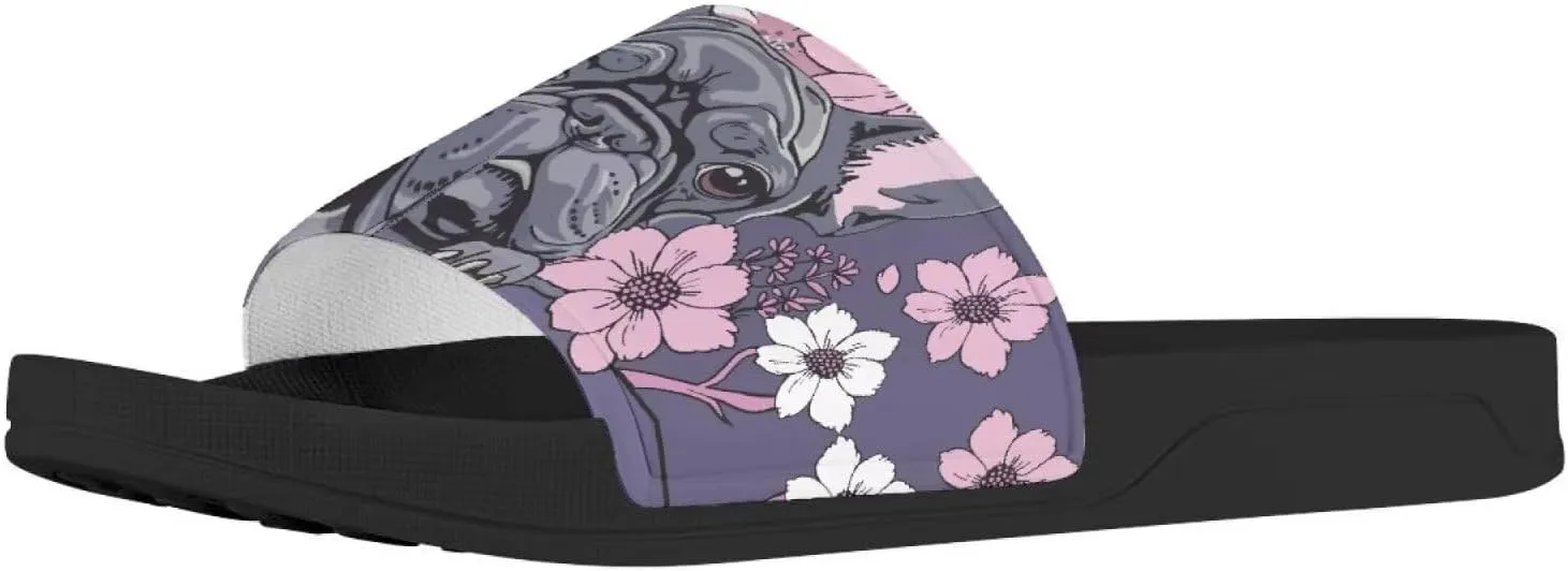 Flower Print Sandals for Women Slide Sandals Casual Lightweight Non Slip Summer Slippers