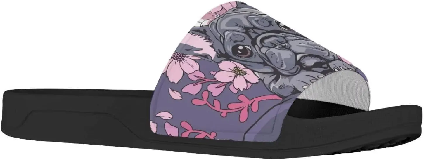 Flower Print Sandals for Women Slide Sandals Casual Lightweight Non Slip Summer Slippers