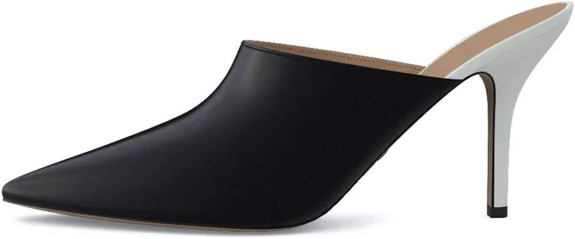 FSJ Women Dressy Thin High Heel Slide Sandals Pointed Toe Mules Slip on Loafers Stiletto Pumps Shoes Size 4-15 US