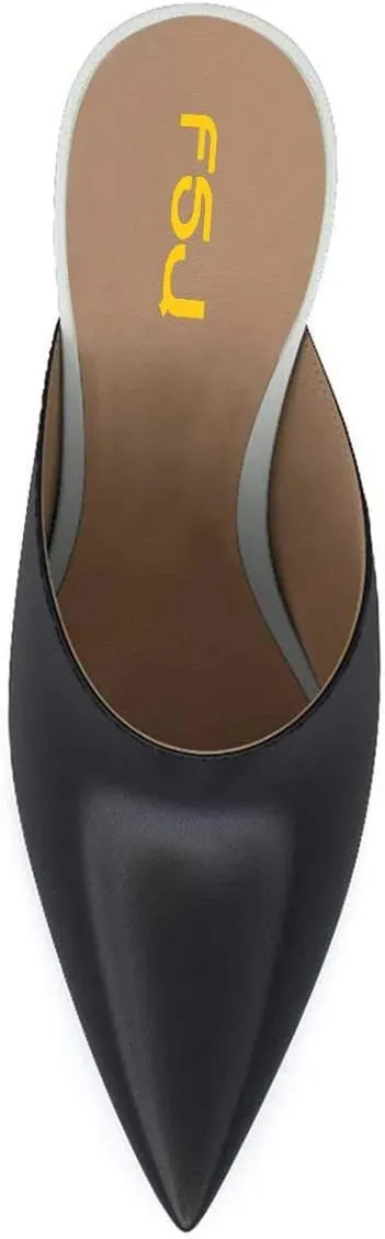 FSJ Women Dressy Thin High Heel Slide Sandals Pointed Toe Mules Slip on Loafers Stiletto Pumps Shoes Size 4-15 US