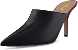 FSJ Women Dressy Thin High Heel Slide Sandals Pointed Toe Mules Slip on Loafers Stiletto Pumps Shoes Size 4-15 US