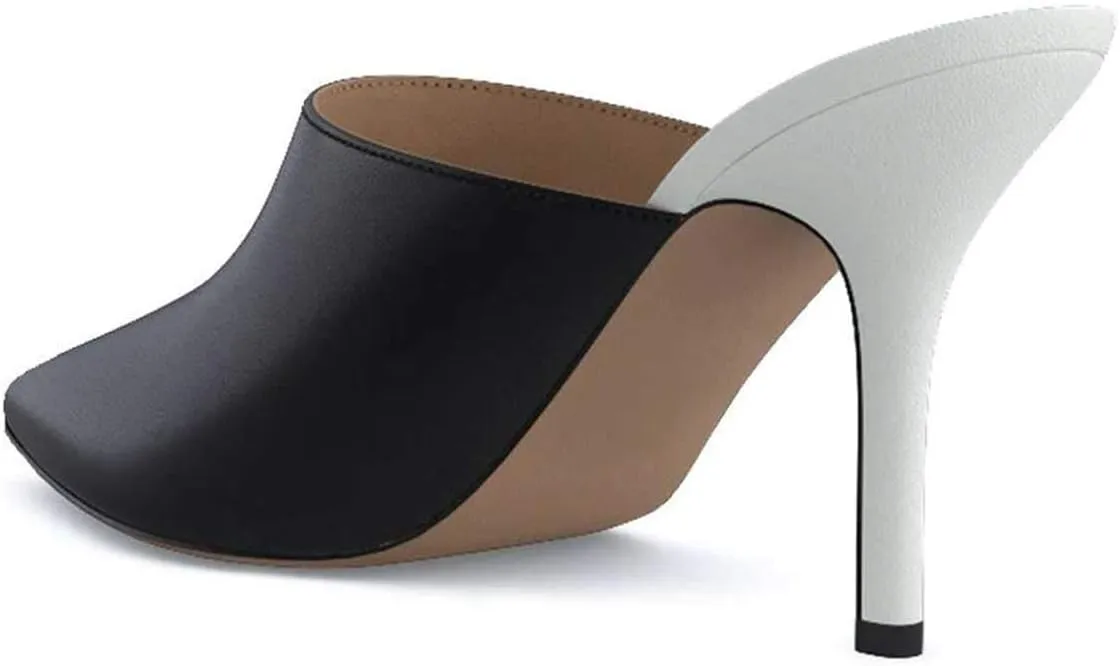 FSJ Women Dressy Thin High Heel Slide Sandals Pointed Toe Mules Slip on Loafers Stiletto Pumps Shoes Size 4-15 US