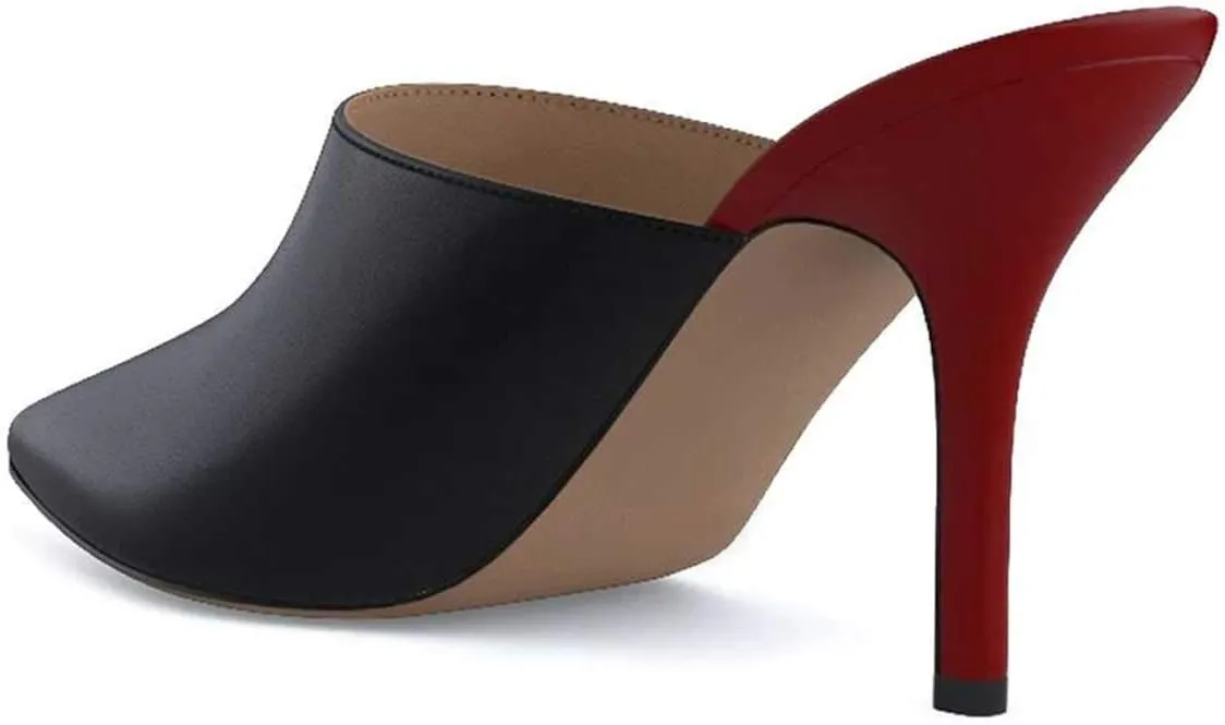 FSJ Women Dressy Thin High Heel Slide Sandals Pointed Toe Mules Slip on Loafers Stiletto Pumps Shoes Size 4-15 US
