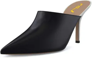 FSJ Women Dressy Thin High Heel Slide Sandals Pointed Toe Mules Slip on Loafers Stiletto Pumps Shoes Size 4-15 US