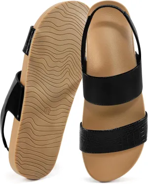FUDYNMALC Womens Walking Sandals Comfortable: Summer Orthopedic Shoes Casual Slip On Footwear with Elastic Straps Outdoor Beach Flats
