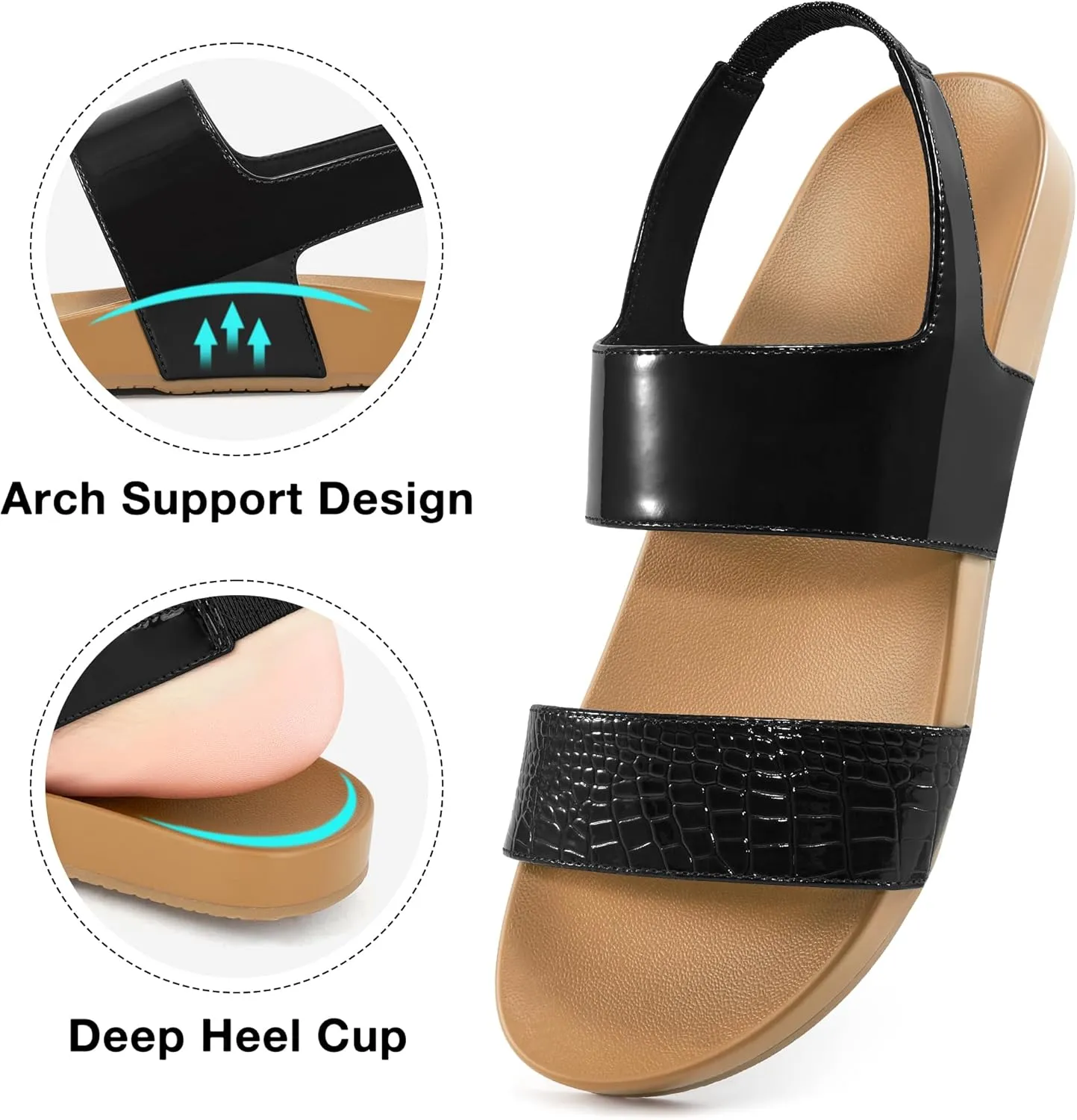 FUDYNMALC Womens Walking Sandals Comfortable: Summer Orthopedic Shoes Casual Slip On Footwear with Elastic Straps Outdoor Beach Flats