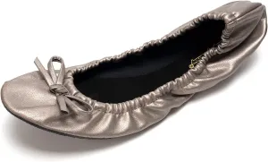 FUNKYMONKEY Foldable Ballet Flats for Women's, Comfortable Portable Travel Roll Up Walking Shoes