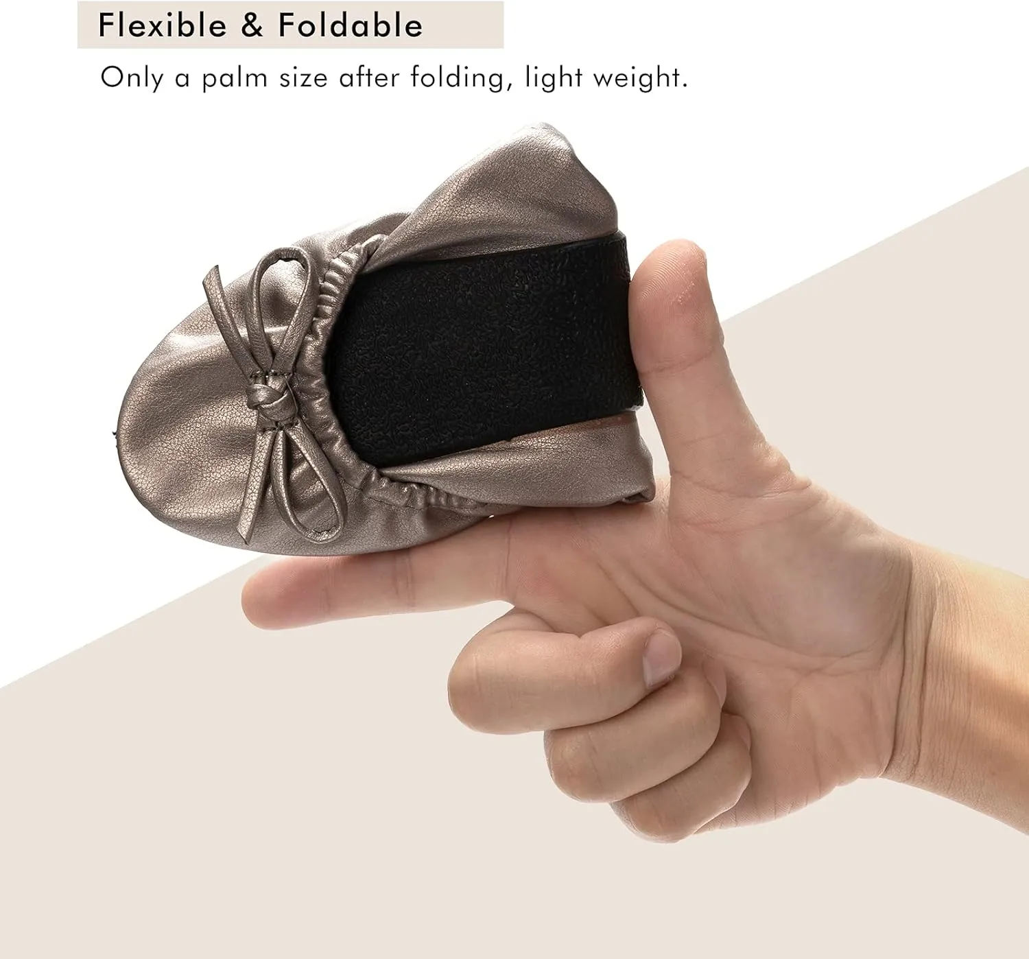 FUNKYMONKEY Foldable Ballet Flats for Women's, Comfortable Portable Travel Roll Up Walking Shoes