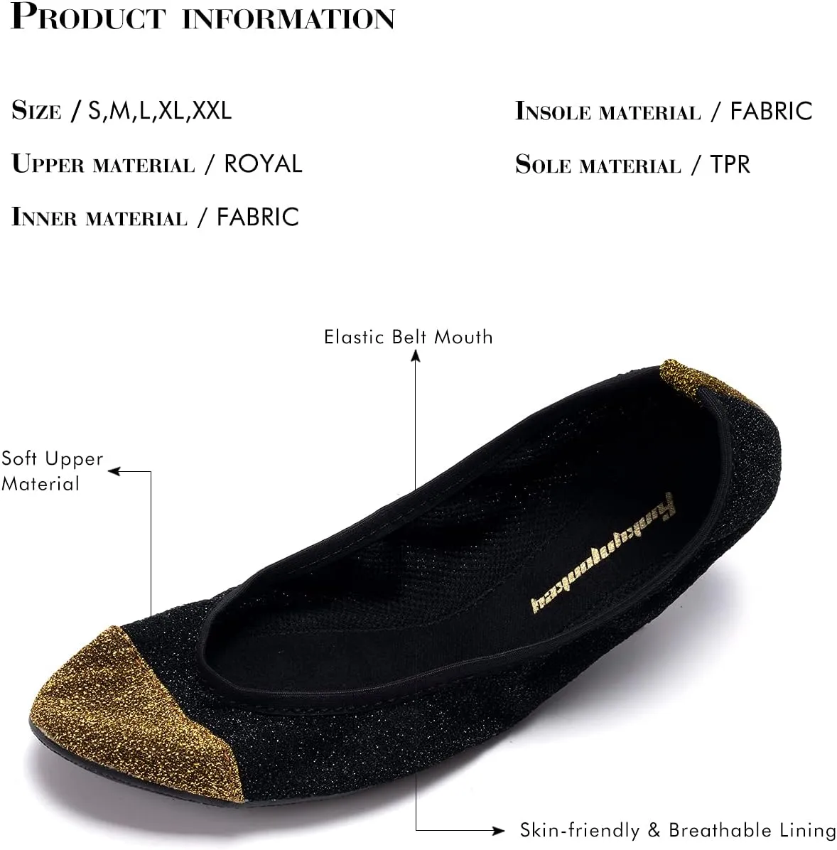FUNKYMONKEY Foldable Ballet Flats for Women's, Comfortable Portable Travel Roll Up Walking Shoes