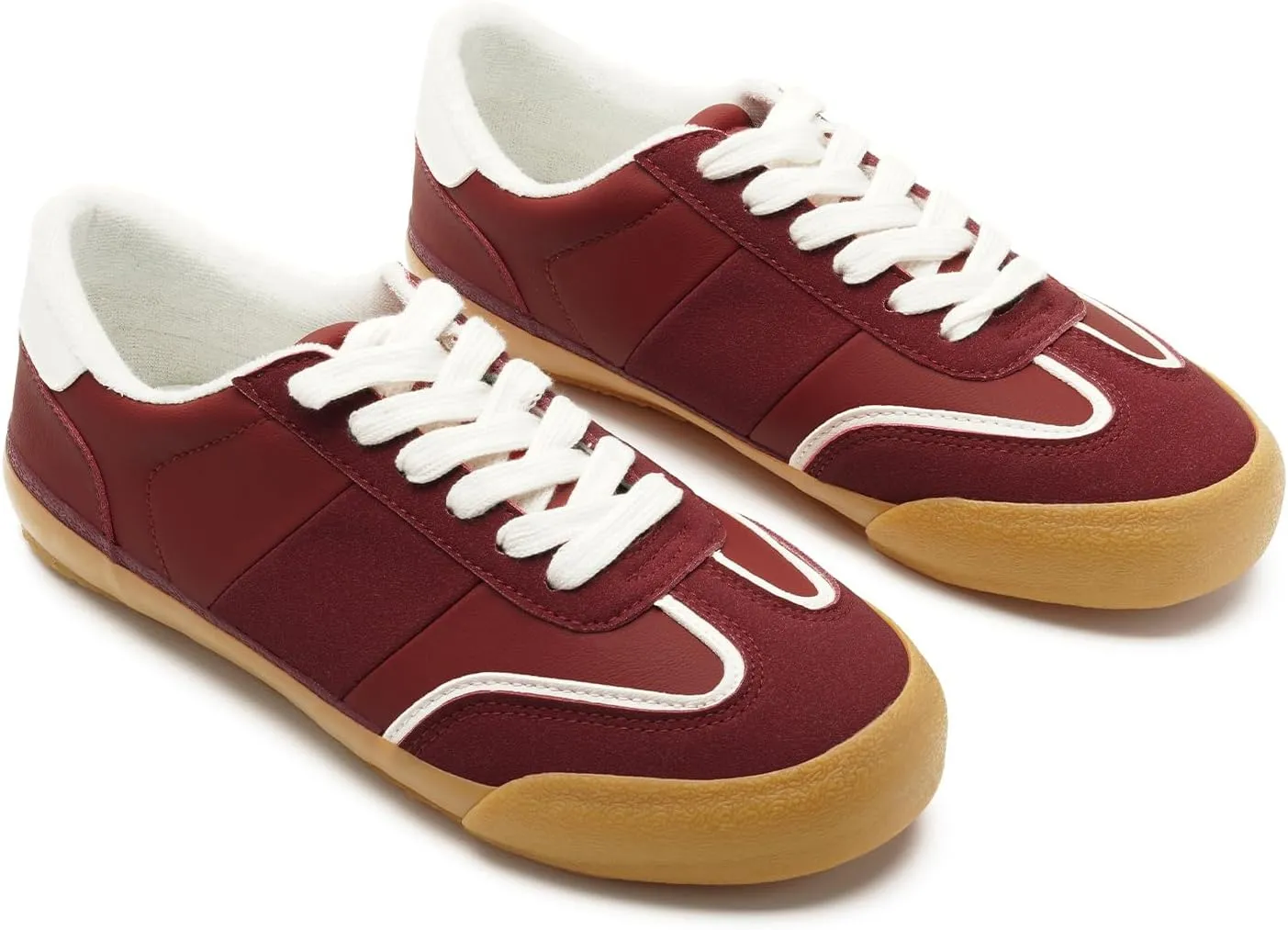 FUNKYMONKEY Women Fashion Sneakers Lace Up Comfort Casual Tennis Skate Shoes Lightweight Anti Slip Walking Footwear