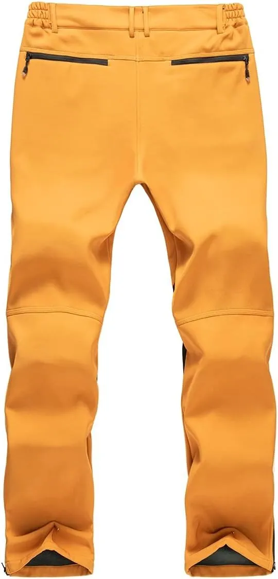 Gash Hao Mens Snow Ski Waterproof Softshell Snowboard Pants Outdoor Hiking Fleece Lined Zipper Bottom Leg