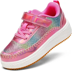 Girls Boys Sneakers Kids Running Tennis Shoes Glitter Sparkly Braided Bling Design,Athletic Shoes for Children Youth