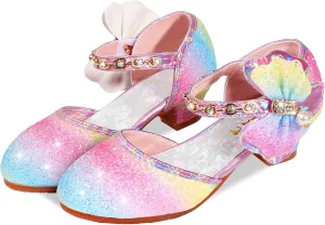 Girls Dress Pumps Glitter Sequins Princess Crystal High Heels Closed Toe Party Wedding Flower Girls Shoes (Little/Big Kid)