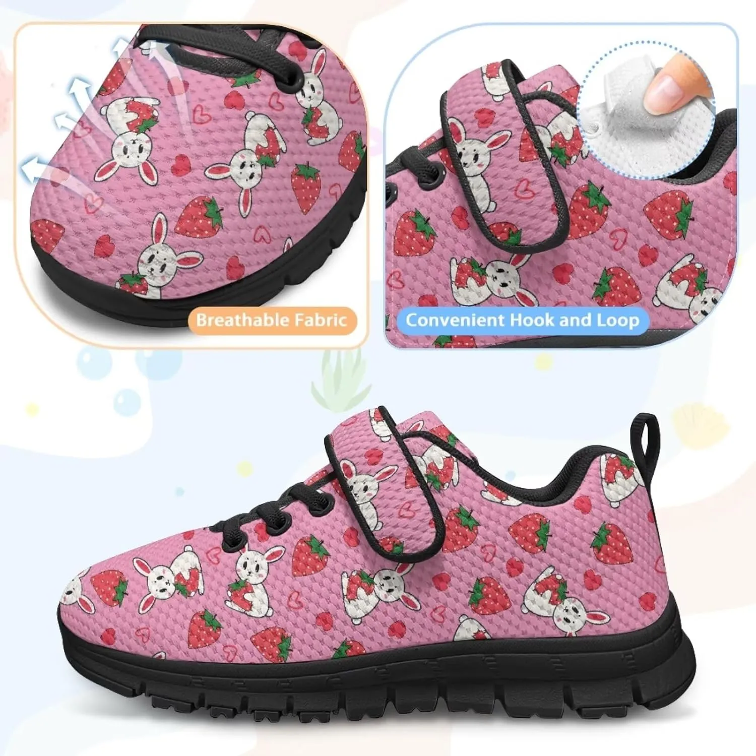 Girls Easter Shoes School Single Buckle Sneakers Breathable Mesh Running Tennis Shoes for Little Kid/Big Kid