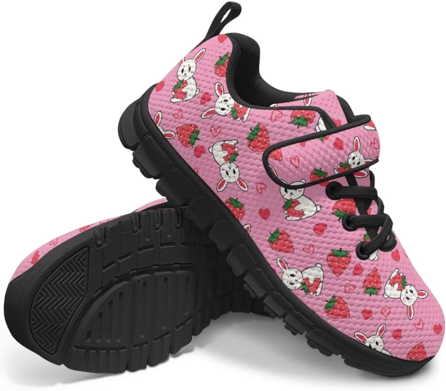 Girls Easter Shoes School Single Buckle Sneakers Breathable Mesh Running Tennis Shoes for Little Kid/Big Kid