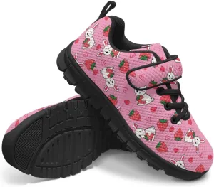 Girls Easter Shoes School Single Buckle Sneakers Breathable Mesh Running Tennis Shoes for Little Kid/Big Kid