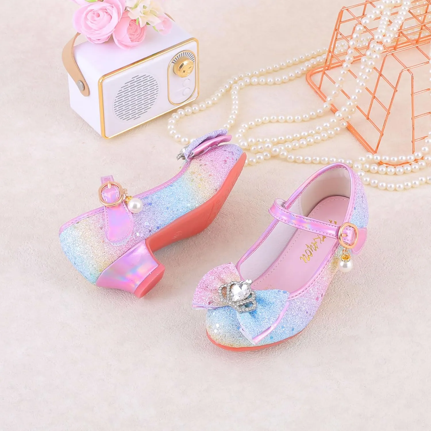 Girls Flats Sparkle Party Mary Jane Princess Dress Shoes