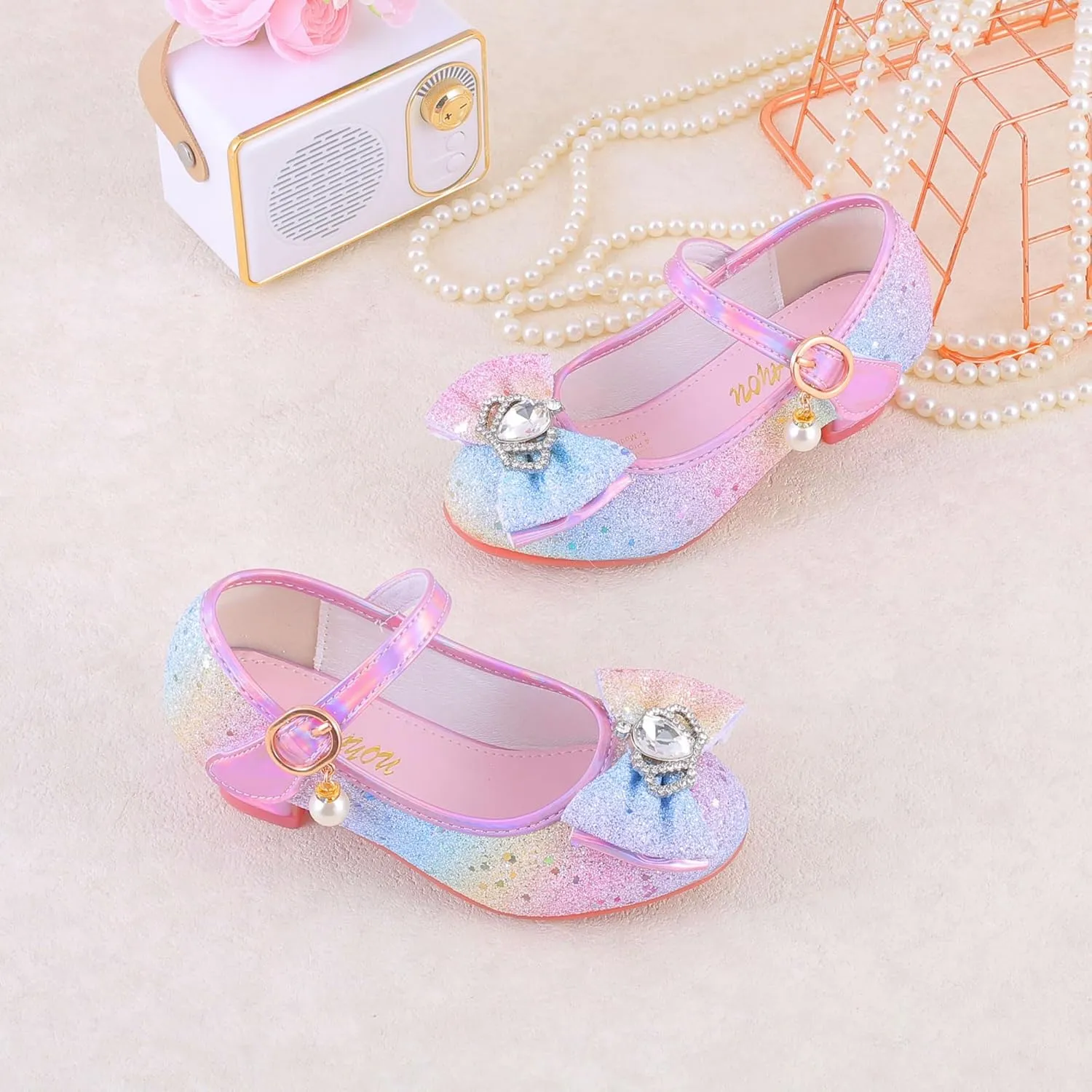 Girls Flats Sparkle Party Mary Jane Princess Dress Shoes