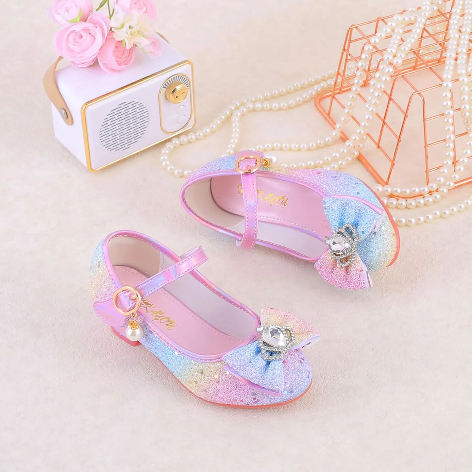 Girls Flats Sparkle Party Mary Jane Princess Dress Shoes