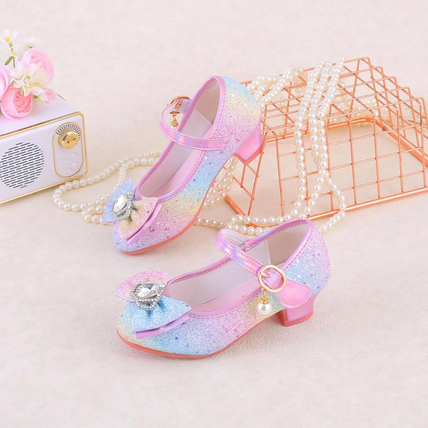 Girls Flats Sparkle Party Mary Jane Princess Dress Shoes