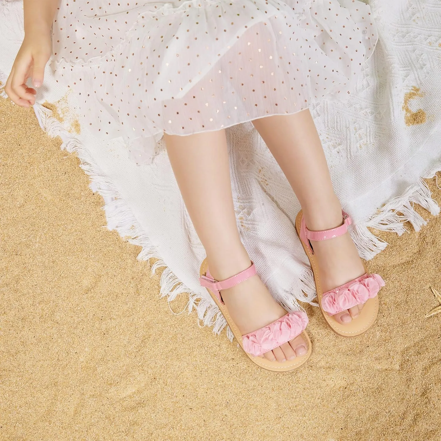 Girls Open Toe Flat Sandals Summer Casual Toddler Little Kid Sandals