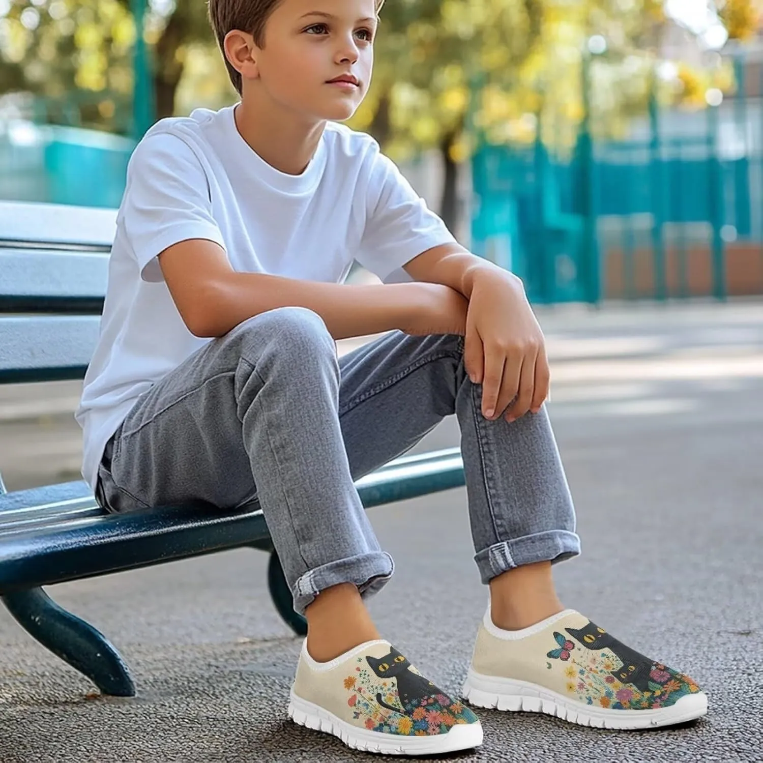 Girls Tennis Shoes Little Kids Slip On Sneakers School Running Shoes