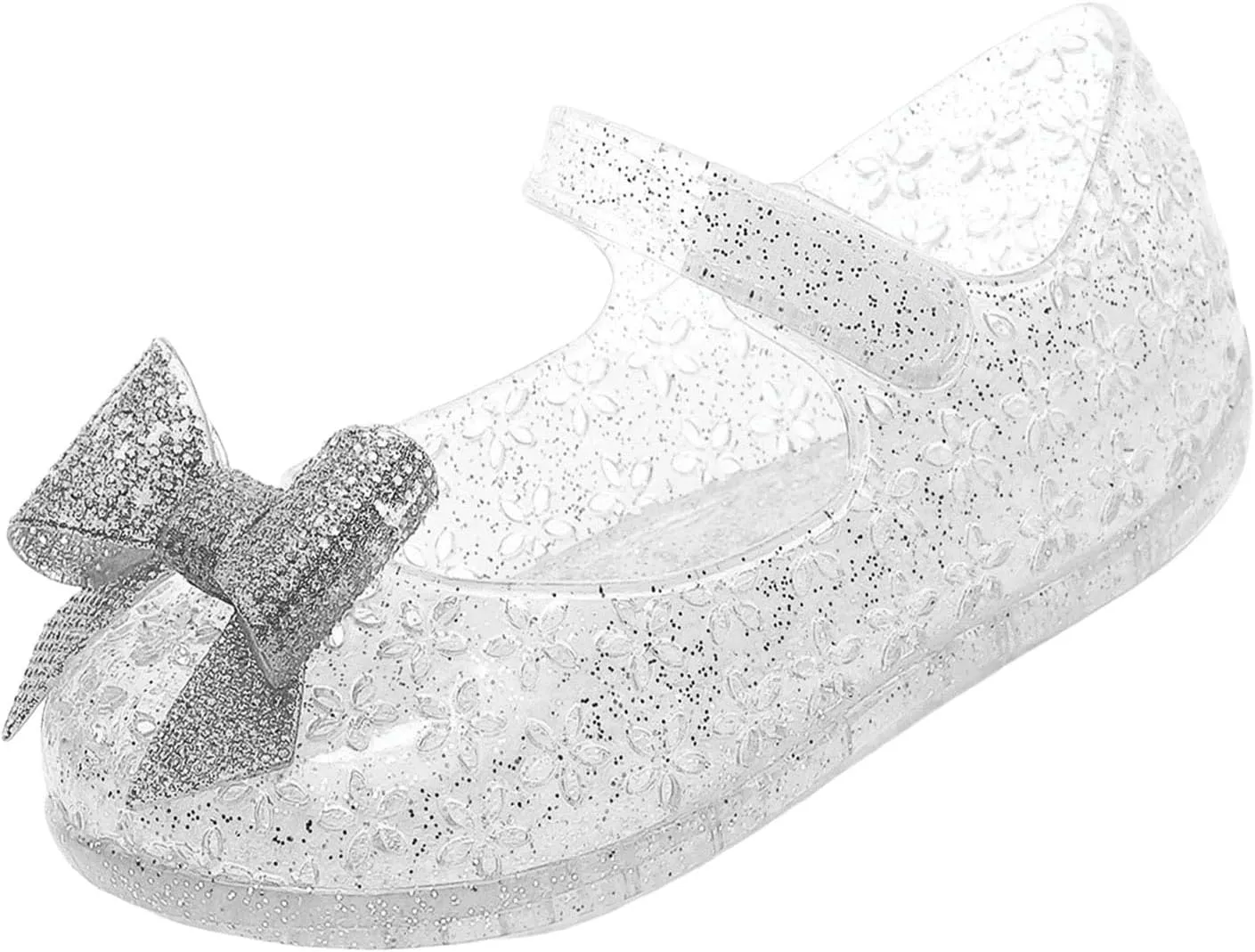 Glitter Jelly Sandals for Girls Kids Mary Jane Dance Party Cosplay Shoes Bowknot Fancy Princess Dress Up Flat Summer Sandals