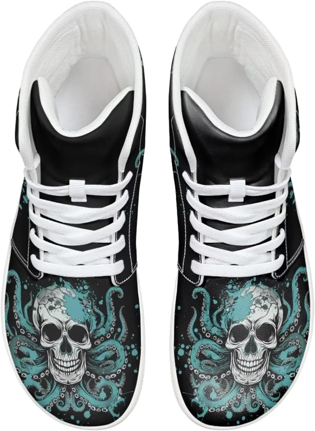 Gothic Skull High Top Sports Shoes for Women Men Running Sneaker PU Leather Athletic Sneakers