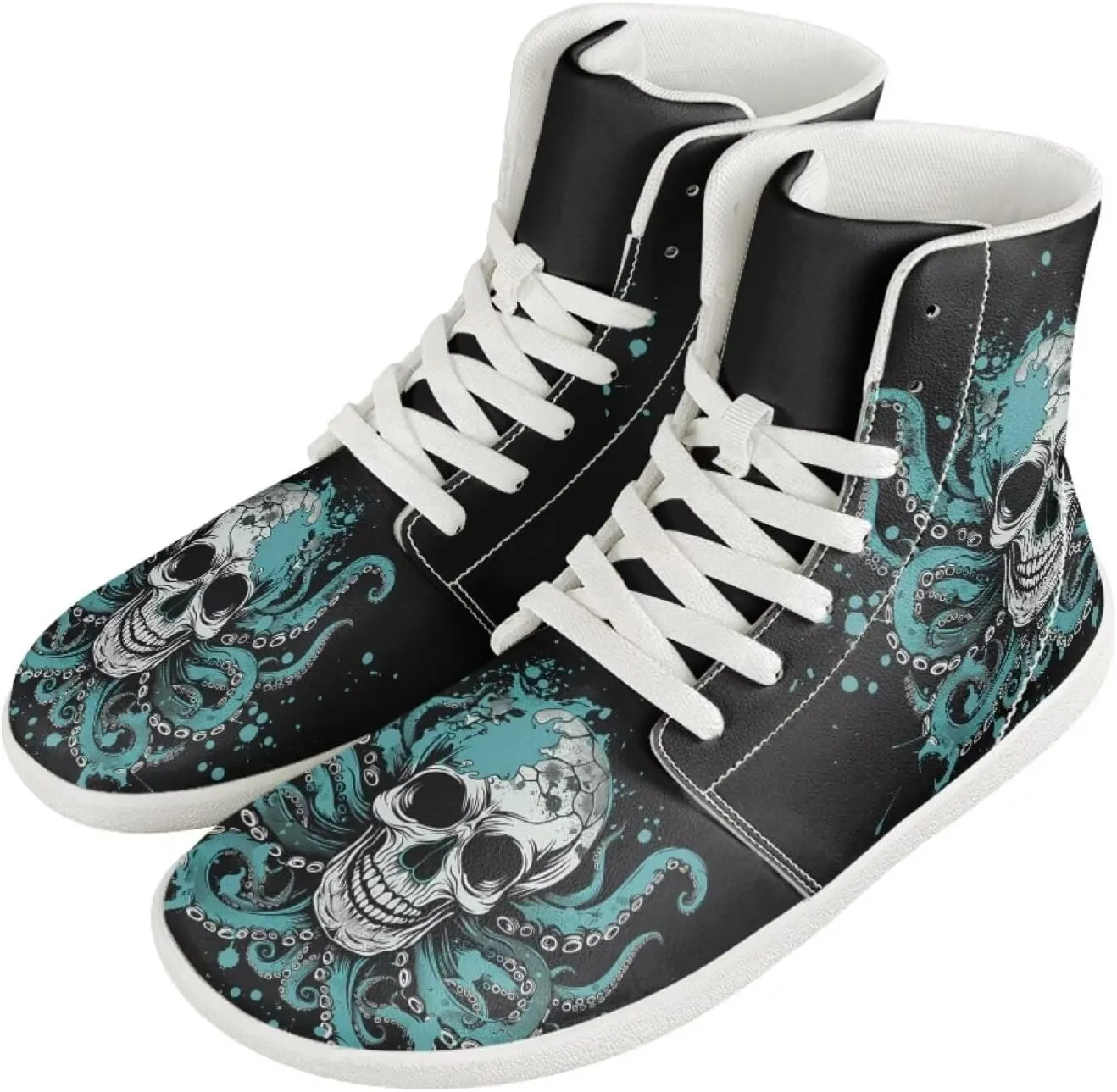 Gothic Skull High Top Sports Shoes for Women Men Running Sneaker PU Leather Athletic Sneakers