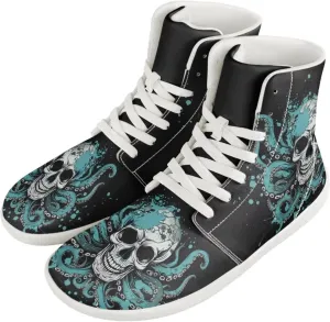 Gothic Skull High Top Sports Shoes for Women Men Running Sneaker PU Leather Athletic Sneakers