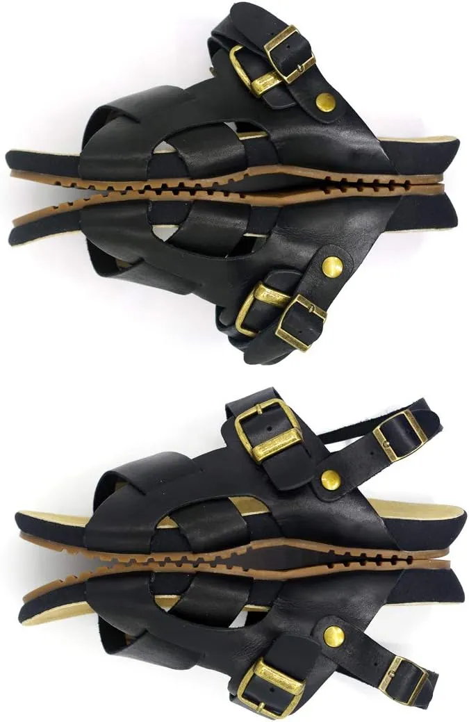 Harssidanzar Mens Leather Sandals Adjustable Ankle Strap sandals GM205