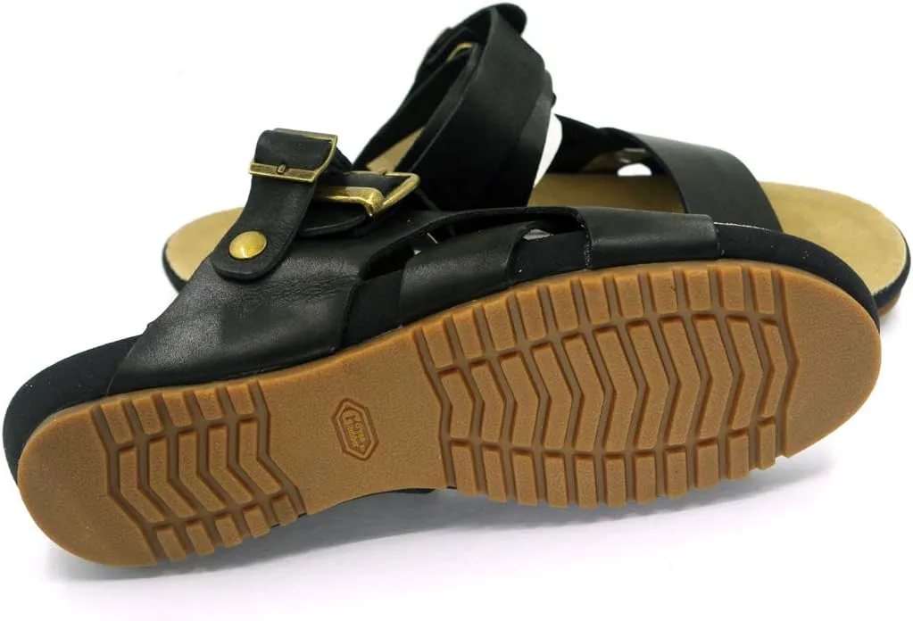 Harssidanzar Mens Leather Sandals Adjustable Ankle Strap sandals GM205