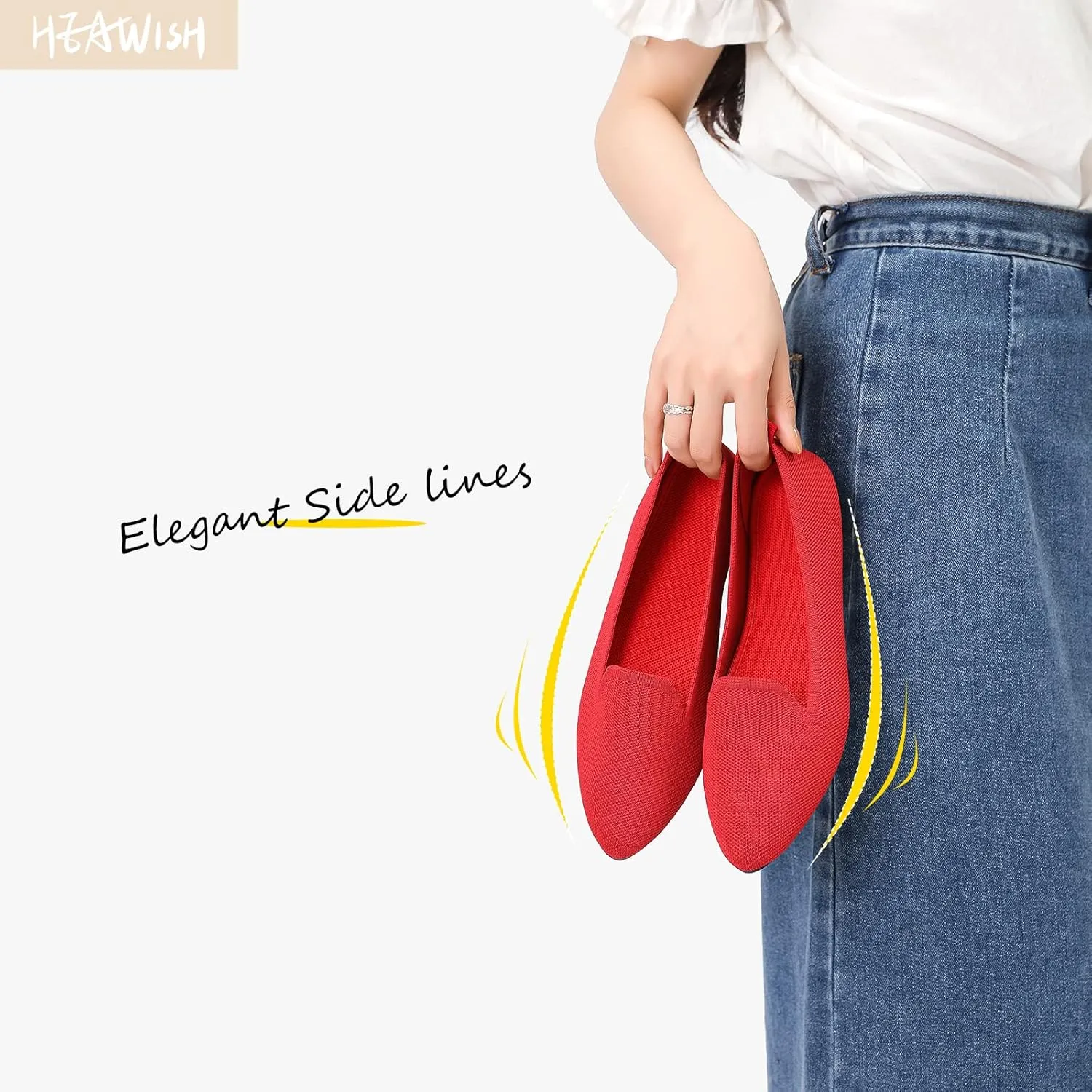 HEAWISH Women’s Flats Shoes Pointed Toe Ballet Flats Dressy Comfortable