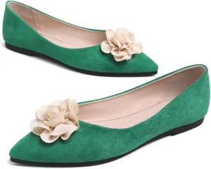 Hee grand Women Pom Pom Causal Flats -Solid Slip on Shallow Comfortable Ballet Shoes