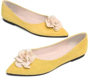 Hee grand Women Pom Pom Causal Flats -Solid Slip on Shallow Comfortable Ballet Shoes