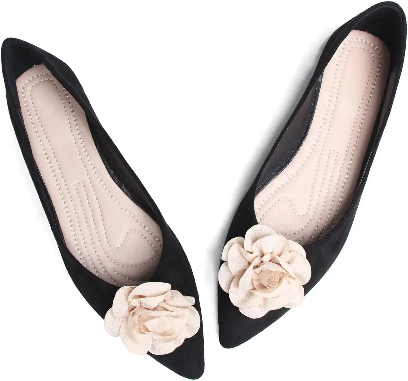 Hee grand Women Pom Pom Causal Flats -Solid Slip on Shallow Comfortable Ballet Shoes