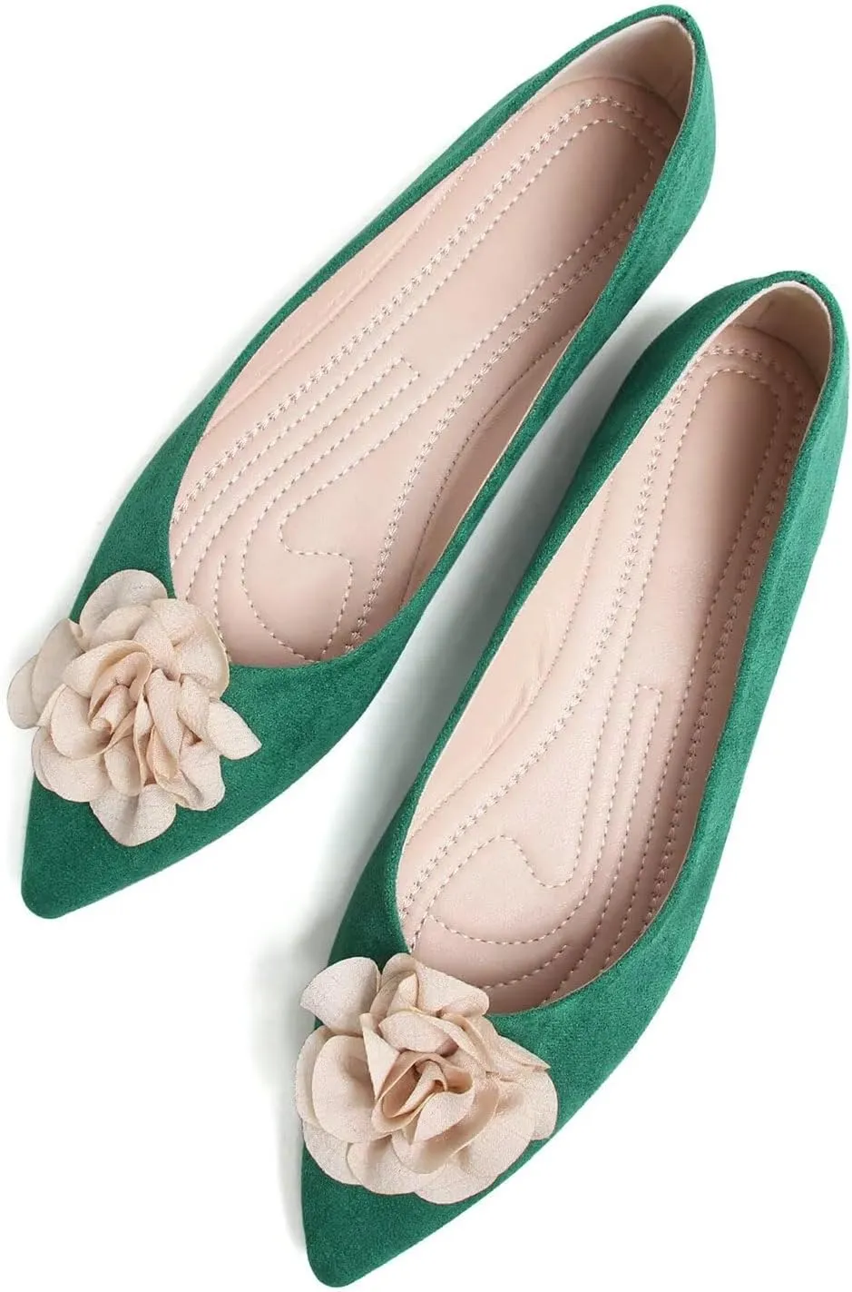 Hee grand Women Pom Pom Causal Flats -Solid Slip on Shallow Comfortable Ballet Shoes