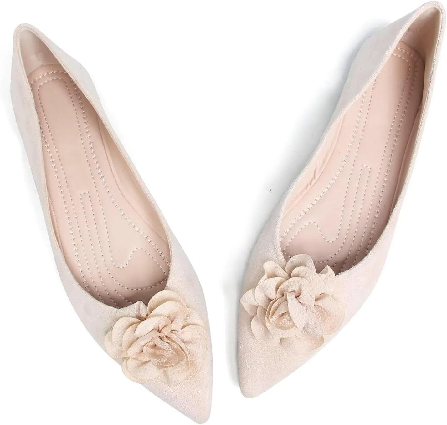 Hee grand Women Pom Pom Causal Flats -Solid Slip on Shallow Comfortable Ballet Shoes