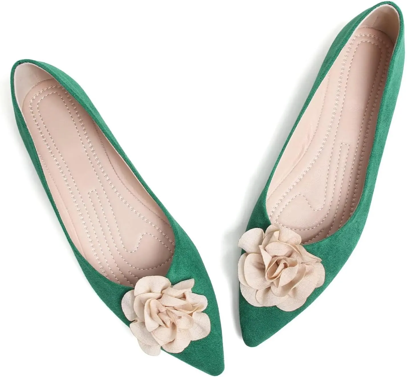 Hee grand Women Pom Pom Causal Flats -Solid Slip on Shallow Comfortable Ballet Shoes