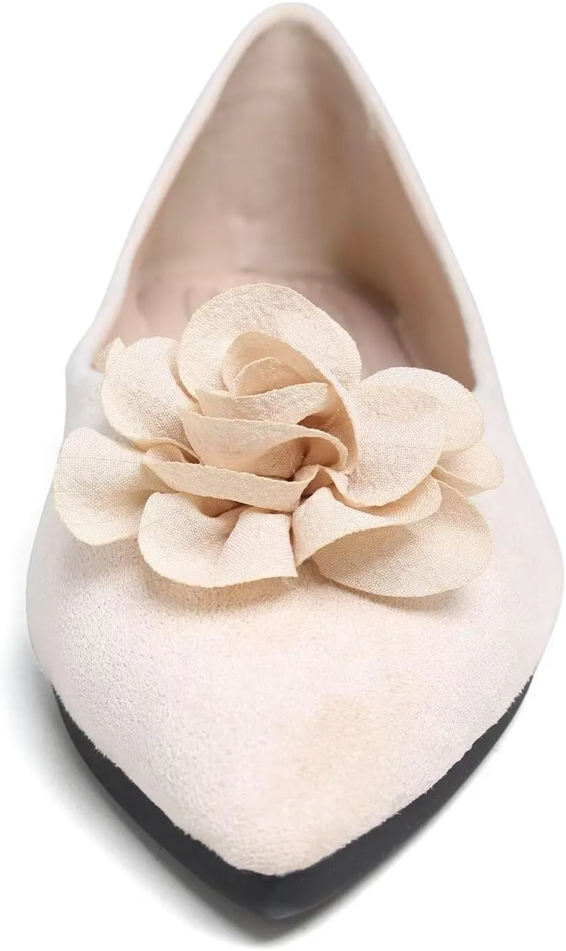 Hee grand Women Pom Pom Causal Flats -Solid Slip on Shallow Comfortable Ballet Shoes